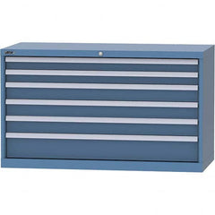 LISTA - 6 Drawer, 99 Compartment Bright Blue Steel Modular Storage Cabinet - Benchmark Tooling