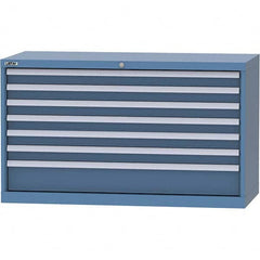 LISTA - 7 Drawer, 99 Compartment Bright Blue Steel Modular Storage Cabinet - Benchmark Tooling