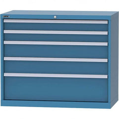 LISTA - 5 Drawer, 84 Compartment Bright Blue Steel Modular Storage Cabinet - Benchmark Tooling