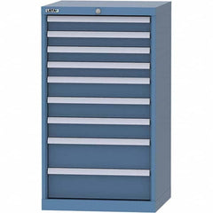 LISTA - 9 Drawer, 84 Compartment Bright Blue Steel Modular Storage Cabinet - Benchmark Tooling