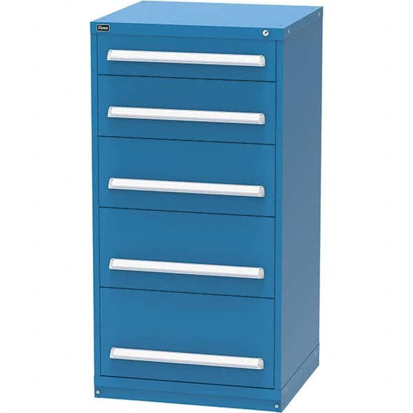 Vidmar - 5 Drawer, 124 Compartment Bright Blue Steel Modular Storage Cabinet - Benchmark Tooling