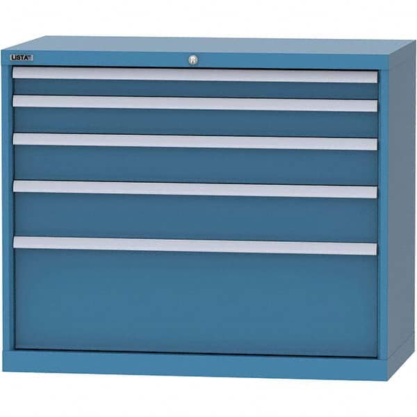 LISTA - 5 Drawer, 84 Compartment Bright Blue Steel Modular Storage Cabinet - Benchmark Tooling