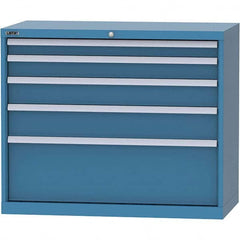 LISTA - 5 Drawer, 84 Compartment Bright Blue Steel Modular Storage Cabinet - Benchmark Tooling