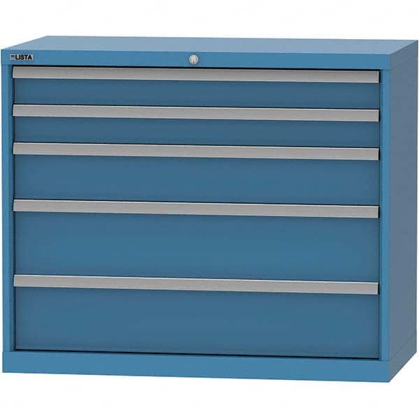 LISTA - 5 Drawer, 84 Compartment Bright Blue Steel Modular Storage Cabinet - Benchmark Tooling