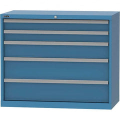 LISTA - 5 Drawer, 84 Compartment Bright Blue Steel Modular Storage Cabinet - Benchmark Tooling