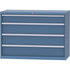 LISTA - 4 Drawer, 99 Compartment Bright Blue Steel Modular Storage Cabinet - Benchmark Tooling