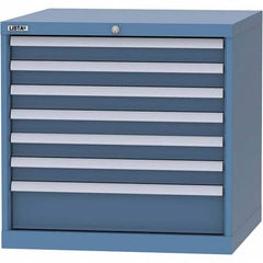 LISTA - 7 Drawer, 45 Compartment Bright Blue Steel Modular Storage Cabinet - Benchmark Tooling