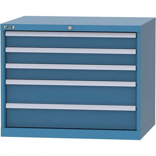 LISTA - 5 Drawer, 84 Compartment Bright Blue Steel Modular Storage Cabinet - Benchmark Tooling