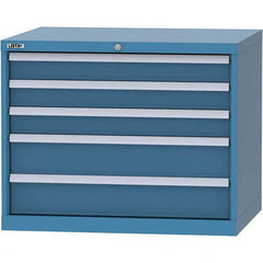 LISTA - 5 Drawer, 84 Compartment Bright Blue Steel Modular Storage Cabinet - Benchmark Tooling