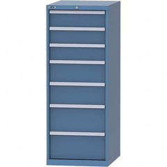 LISTA - 7 Drawer, 99 Compartment Bright Blue Steel Modular Storage Cabinet - Benchmark Tooling