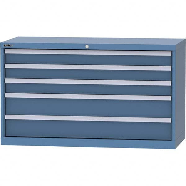 LISTA - 5 Drawer, 99 Compartment Bright Blue Steel Modular Storage Cabinet - Benchmark Tooling