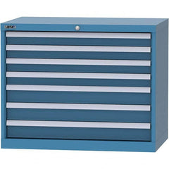 LISTA - 7 Drawer, 84 Compartment Bright Blue Steel Modular Storage Cabinet - Benchmark Tooling