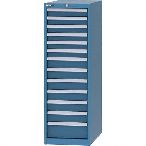 LISTA - 13 Drawer, 45 Compartment Bright Blue Steel Modular Storage Cabinet - Benchmark Tooling