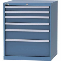 LISTA - 6 Drawer, 45 Compartment Bright Blue Steel Modular Storage Cabinet - Benchmark Tooling