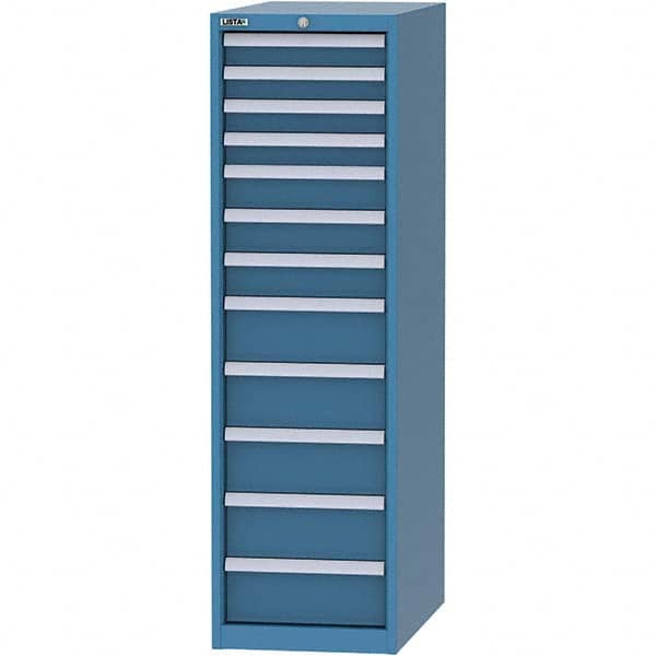 LISTA - 12 Drawer, 45 Compartment Bright Blue Steel Modular Storage Cabinet - Benchmark Tooling