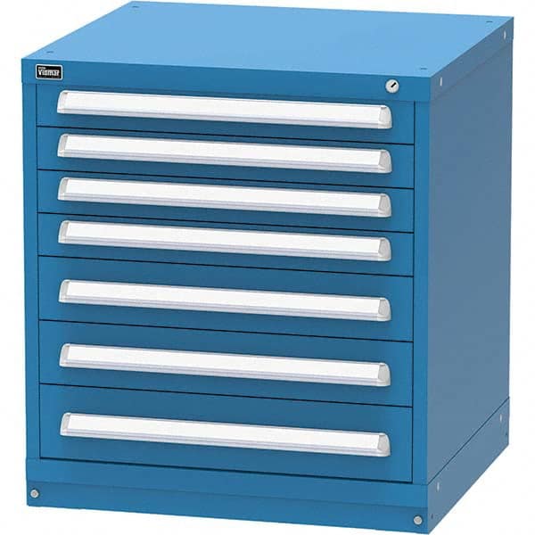Vidmar - 7 Drawer, 124 Compartment Bright Blue Steel Modular Storage Cabinet - Benchmark Tooling