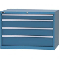 LISTA - 4 Drawer, 84 Compartment Bright Blue Steel Modular Storage Cabinet - Benchmark Tooling