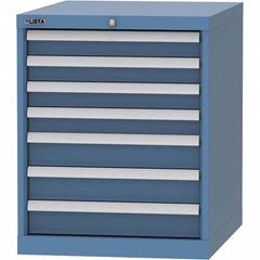 LISTA - 7 Drawer, 99 Compartment Bright Blue Steel Modular Storage Cabinet - Benchmark Tooling