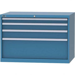 LISTA - 4 Drawer, 84 Compartment Bright Blue Steel Modular Storage Cabinet - Benchmark Tooling