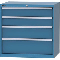 LISTA - 4 Drawer, 84 Compartment Bright Blue Steel Modular Storage Cabinet - Benchmark Tooling