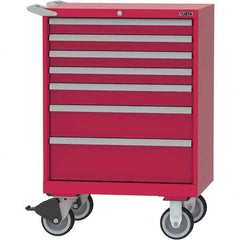 LISTA - 7 Drawer, 124 Compartment Red Steel Modular Storage Cabinet - Benchmark Tooling