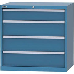 LISTA - 4 Drawer, 84 Compartment Bright Blue Steel Modular Storage Cabinet - Benchmark Tooling