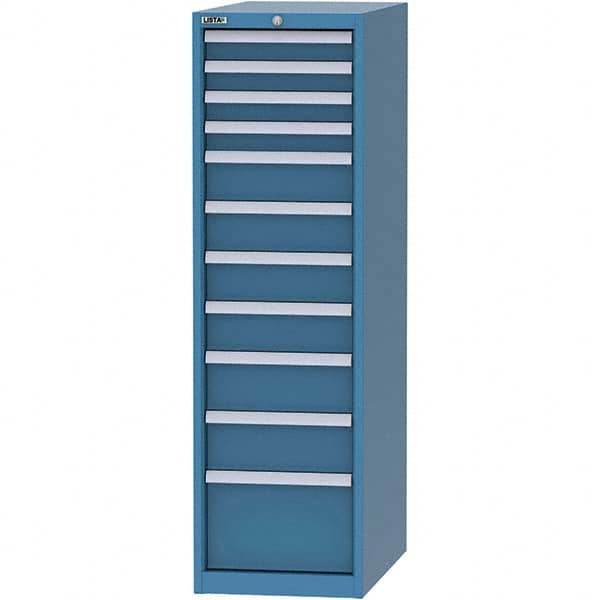 LISTA - 11 Drawer, 45 Compartment Bright Blue Steel Modular Storage Cabinet - Benchmark Tooling