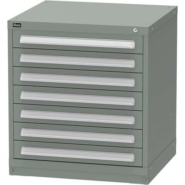 Vidmar - 7 Drawer, 124 Compartment Vidmar Green Steel Modular Storage Cabinet - Benchmark Tooling
