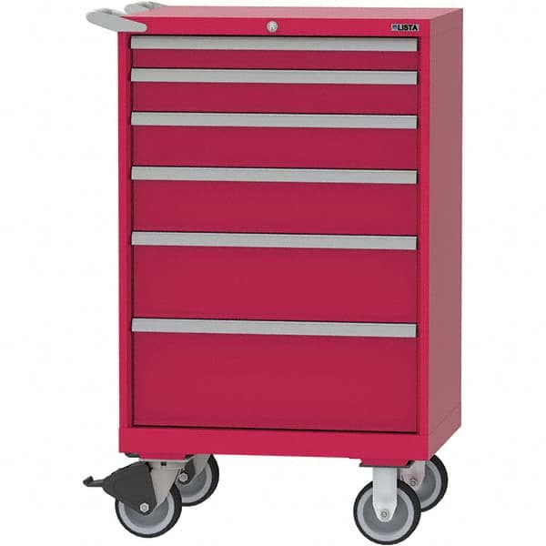LISTA - 6 Drawer, 124 Compartment Bright Blue Steel Modular Storage Cabinet - Benchmark Tooling
