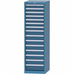 LISTA - 15 Drawer, 45 Compartment Bright Blue Steel Modular Storage Cabinet - Benchmark Tooling