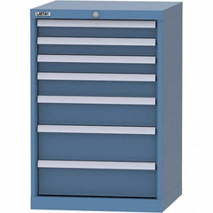 LISTA - 7 Drawer, 84 Compartment Bright Blue Steel Modular Storage Cabinet - Benchmark Tooling