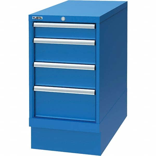 LISTA - 4 Drawer, 34 Compartment Bright Blue Steel Modular Storage Cabinet - Benchmark Tooling
