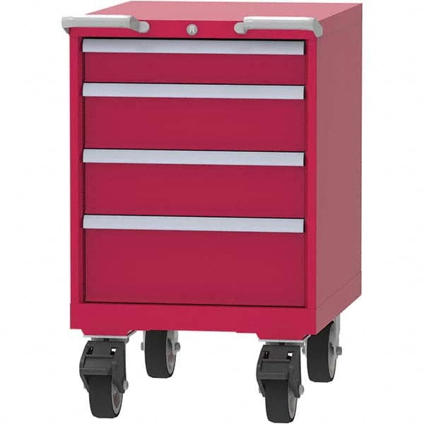 LISTA - 4 Drawer, 99 Compartment Red Steel Modular Storage Cabinet - Benchmark Tooling