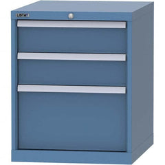 LISTA - 3 Drawer, 99 Compartment Bright Blue Steel Modular Storage Cabinet - Benchmark Tooling