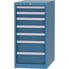 LISTA - 7 Drawer, 45 Compartment Bright Blue Steel Modular Storage Cabinet - Benchmark Tooling
