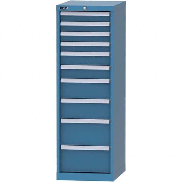 LISTA - 10 Drawer, 216 Compartment Bright Blue Steel Modular Storage Cabinet - Benchmark Tooling