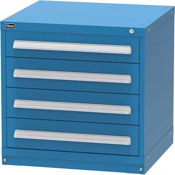 Vidmar - 4 Drawer, 344 Compartment Bright Blue Steel Modular Storage Cabinet - Benchmark Tooling