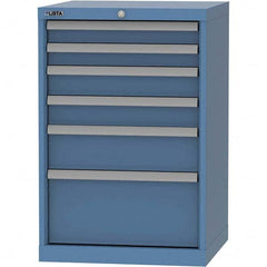LISTA - 6 Drawer, 84 Compartment Bright Blue Steel Modular Storage Cabinet - Benchmark Tooling