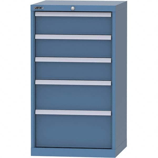 LISTA - 5 Drawer, 84 Compartment Bright Blue Steel Modular Storage Cabinet - Benchmark Tooling