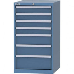 LISTA - 7 Drawer, 99 Compartment Bright Blue Steel Modular Storage Cabinet - Benchmark Tooling
