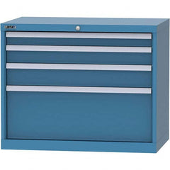 LISTA - 4 Drawer, 84 Compartment Bright Blue Steel Modular Storage Cabinet - Benchmark Tooling