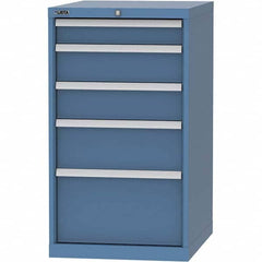LISTA - 5 Drawer, 99 Compartment Bright Blue Steel Modular Storage Cabinet - Benchmark Tooling