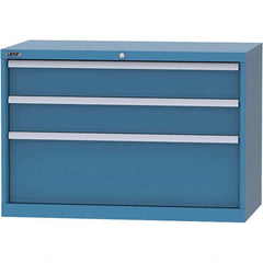 LISTA - 3 Drawer, 84 Compartment Bright Blue Steel Modular Storage Cabinet - Benchmark Tooling