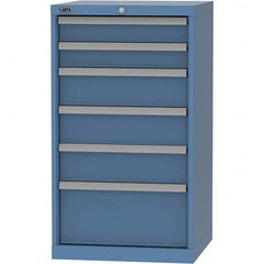 LISTA - 6 Drawer, 84 Compartment Bright Blue Steel Modular Storage Cabinet - Benchmark Tooling