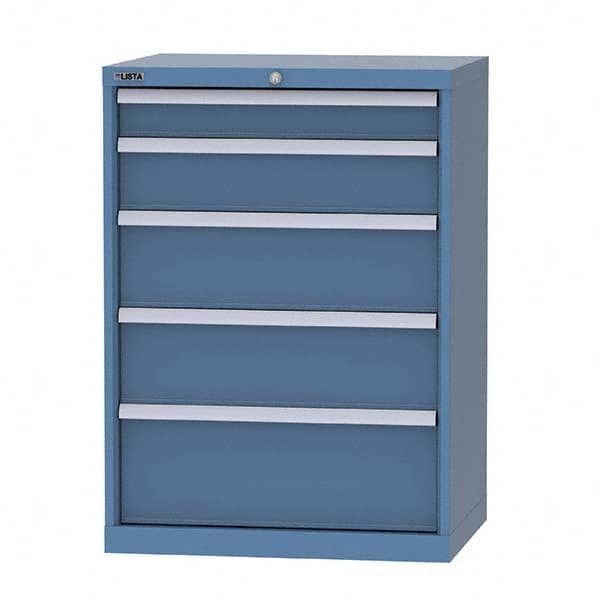 LISTA - 4 Drawer, 124 Compartment Bright Blue Steel Modular Storage Cabinet - Benchmark Tooling