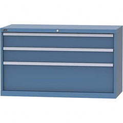 LISTA - 3 Drawer, 99 Compartment Bright Blue Steel Modular Storage Cabinet - Benchmark Tooling