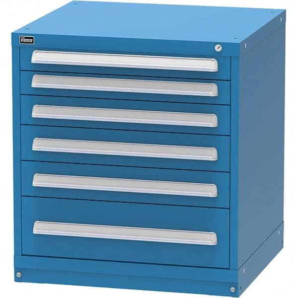 Vidmar - 6 Drawer Bright Blue Steel Modular Storage Cabinet - Benchmark Tooling