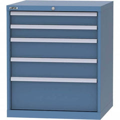 LISTA - 5 Drawer, 45 Compartment Bright Blue Steel Modular Storage Cabinet - Benchmark Tooling