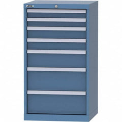 LISTA - 7 Drawer, 84 Compartment Bright Blue Steel Modular Storage Cabinet - Benchmark Tooling