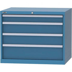 LISTA - 4 Drawer, 84 Compartment Bright Blue Steel Modular Storage Cabinet - Benchmark Tooling